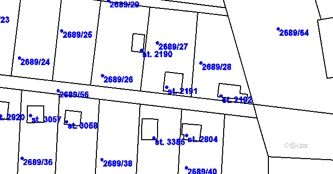 Parcela st. 2191 v KÚ Domažlice, Katastrální mapa