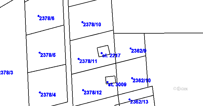 Parcela st. 2217 v KÚ Domažlice, Katastrální mapa