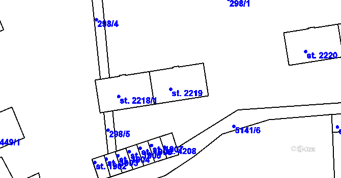 Parcela st. 2219 v KÚ Domažlice, Katastrální mapa