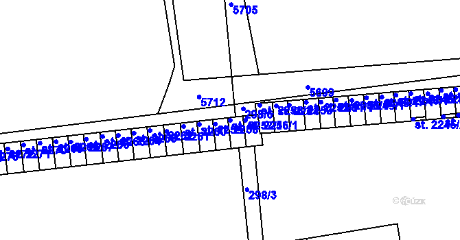 Parcela st. 2257/1 v KÚ Domažlice, Katastrální mapa
