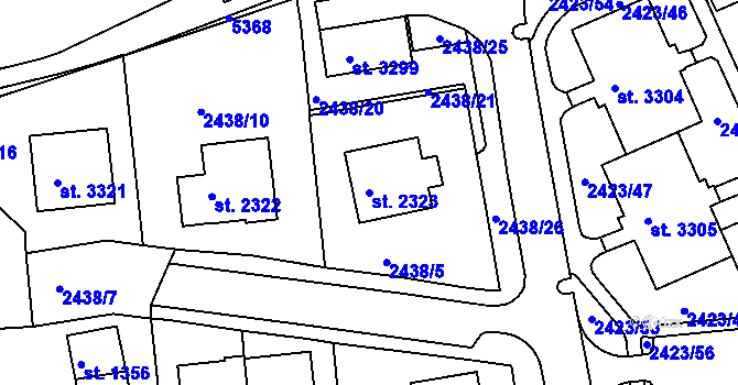 Parcela st. 2323 v KÚ Domažlice, Katastrální mapa