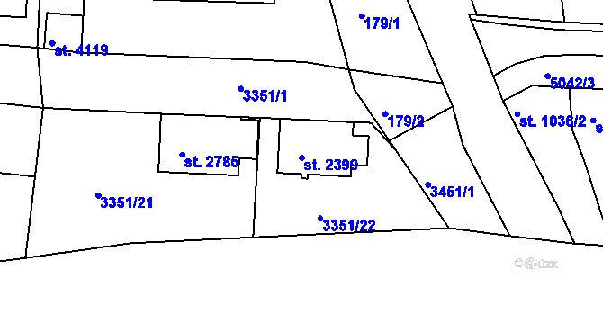 Parcela st. 2399 v KÚ Domažlice, Katastrální mapa