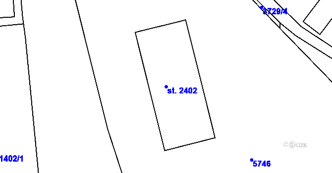 Parcela st. 2402 v KÚ Domažlice, Katastrální mapa