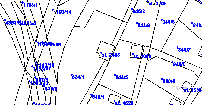 Parcela st. 2415 v KÚ Domažlice, Katastrální mapa
