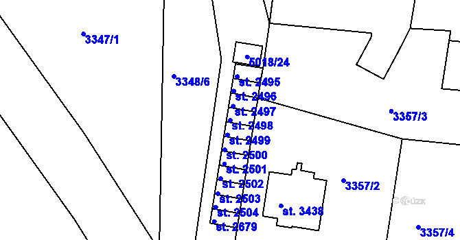 Parcela st. 2498 v KÚ Domažlice, Katastrální mapa