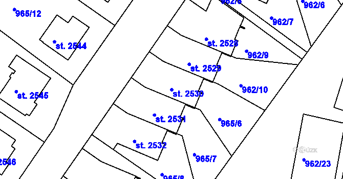 Parcela st. 2530 v KÚ Domažlice, Katastrální mapa