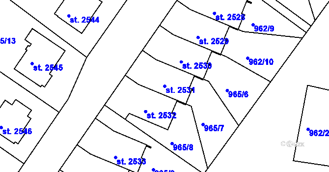 Parcela st. 2531 v KÚ Domažlice, Katastrální mapa