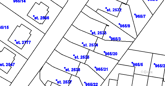 Parcela st. 2534 v KÚ Domažlice, Katastrální mapa