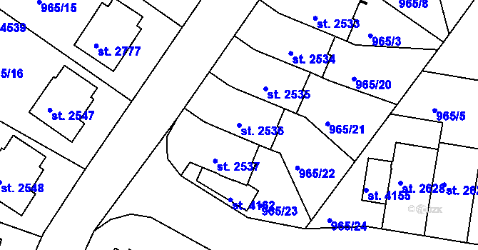 Parcela st. 2536 v KÚ Domažlice, Katastrální mapa