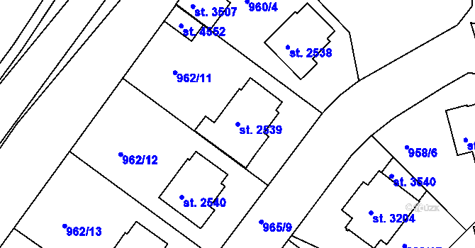 Parcela st. 2539 v KÚ Domažlice, Katastrální mapa