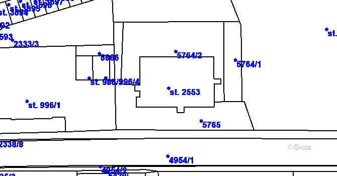 Parcela st. 2553 v KÚ Domažlice, Katastrální mapa