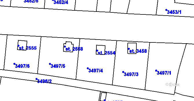 Parcela st. 2554 v KÚ Domažlice, Katastrální mapa