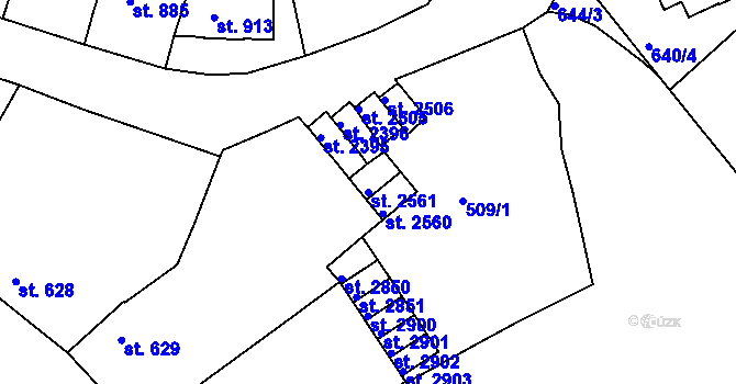 Parcela st. 2561 v KÚ Domažlice, Katastrální mapa