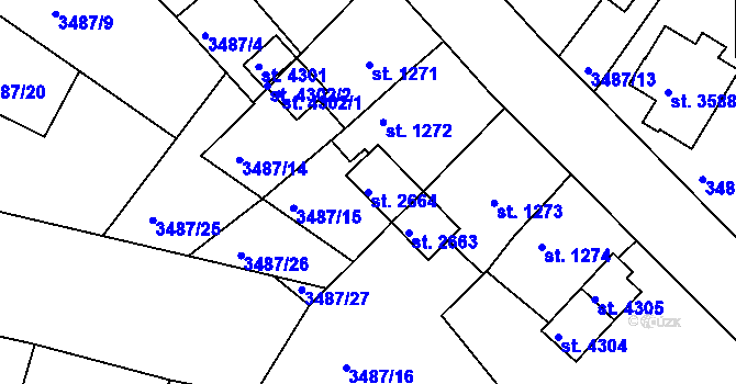 Parcela st. 2664 v KÚ Domažlice, Katastrální mapa