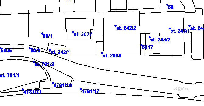 Parcela st. 2668 v KÚ Domažlice, Katastrální mapa
