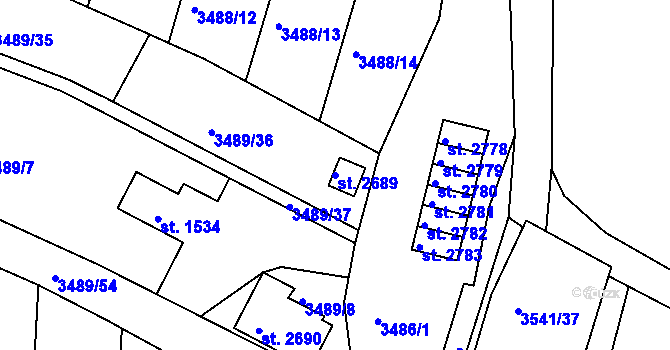 Parcela st. 2689 v KÚ Domažlice, Katastrální mapa