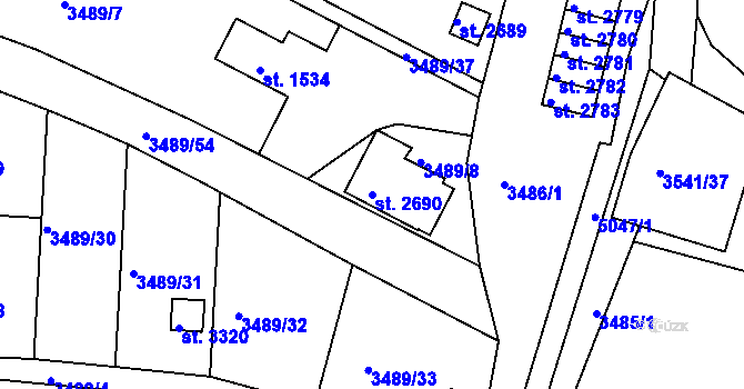Parcela st. 2690 v KÚ Domažlice, Katastrální mapa