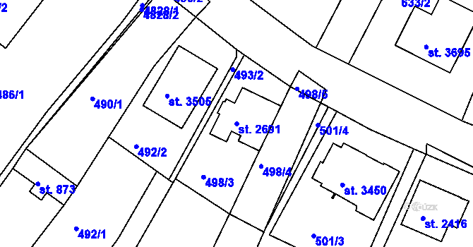 Parcela st. 2691 v KÚ Domažlice, Katastrální mapa