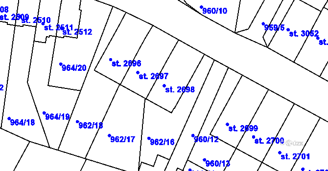 Parcela st. 2698 v KÚ Domažlice, Katastrální mapa