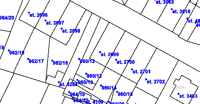 Parcela st. 2699 v KÚ Domažlice, Katastrální mapa
