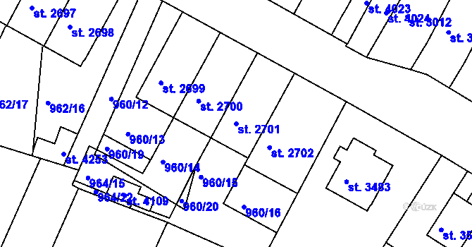 Parcela st. 2701 v KÚ Domažlice, Katastrální mapa