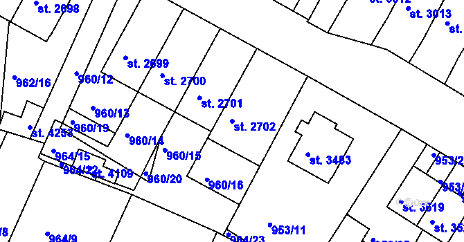 Parcela st. 2702 v KÚ Domažlice, Katastrální mapa
