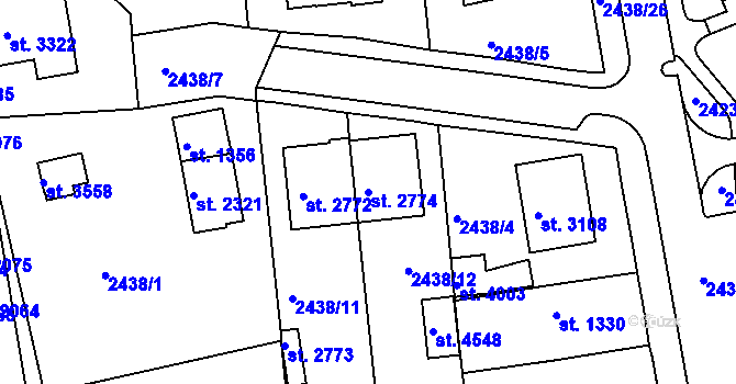 Parcela st. 2774 v KÚ Domažlice, Katastrální mapa