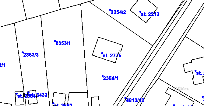 Parcela st. 2775 v KÚ Domažlice, Katastrální mapa