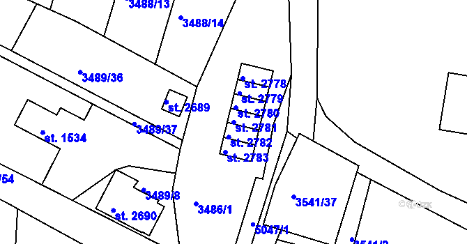 Parcela st. 2781 v KÚ Domažlice, Katastrální mapa