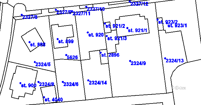 Parcela st. 2896 v KÚ Domažlice, Katastrální mapa