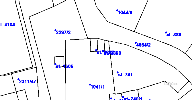 Parcela st. 2897 v KÚ Domažlice, Katastrální mapa