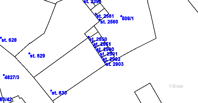 Parcela st. 2901 v KÚ Domažlice, Katastrální mapa