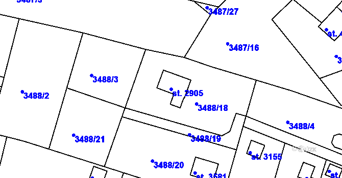 Parcela st. 2905 v KÚ Domažlice, Katastrální mapa