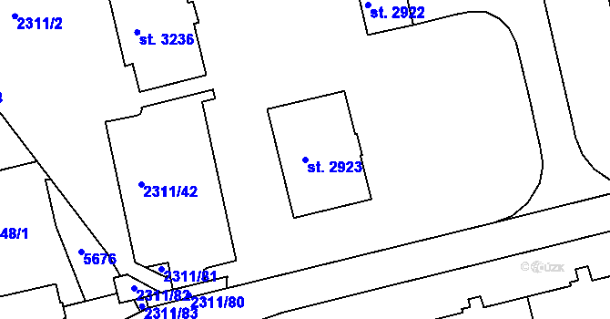 Parcela st. 2923 v KÚ Domažlice, Katastrální mapa