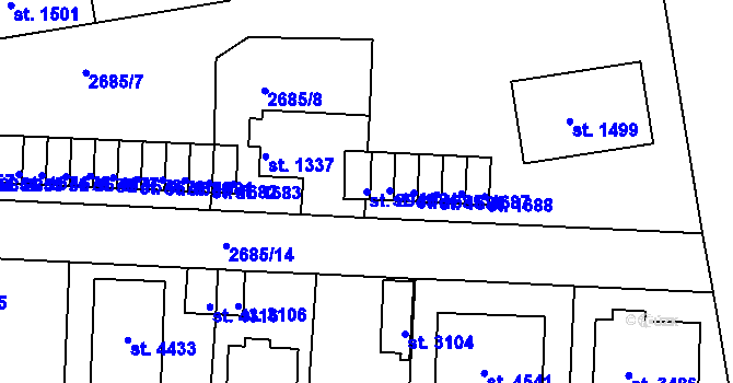 Parcela st. 2949 v KÚ Domažlice, Katastrální mapa