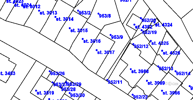 Parcela st. 3017 v KÚ Domažlice, Katastrální mapa
