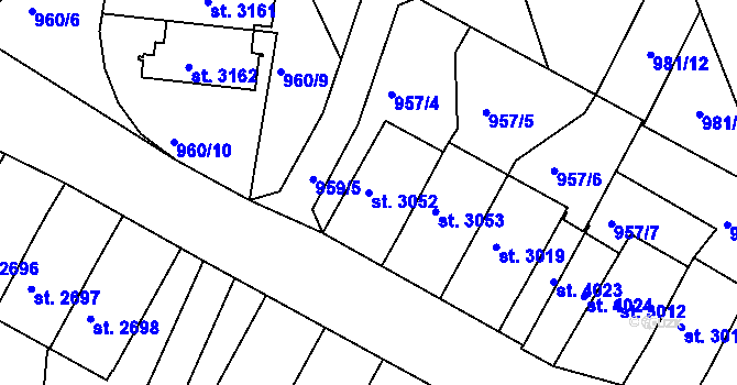Parcela st. 3052 v KÚ Domažlice, Katastrální mapa
