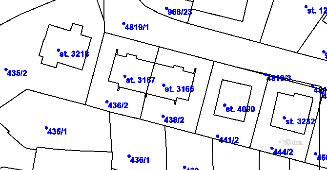 Parcela st. 3166 v KÚ Domažlice, Katastrální mapa