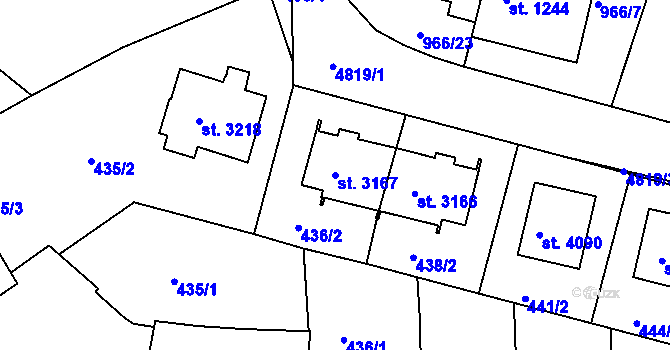 Parcela st. 3167 v KÚ Domažlice, Katastrální mapa