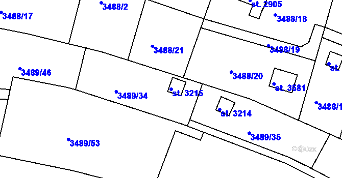 Parcela st. 3215 v KÚ Domažlice, Katastrální mapa