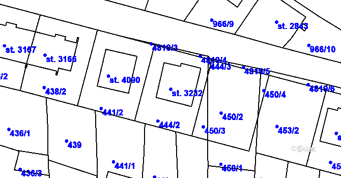 Parcela st. 3232 v KÚ Domažlice, Katastrální mapa