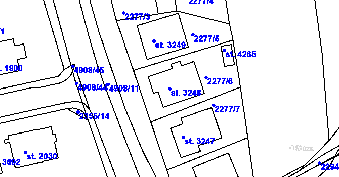 Parcela st. 3248 v KÚ Domažlice, Katastrální mapa