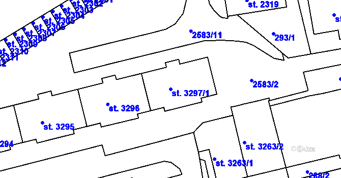 Parcela st. 3297/1 v KÚ Domažlice, Katastrální mapa