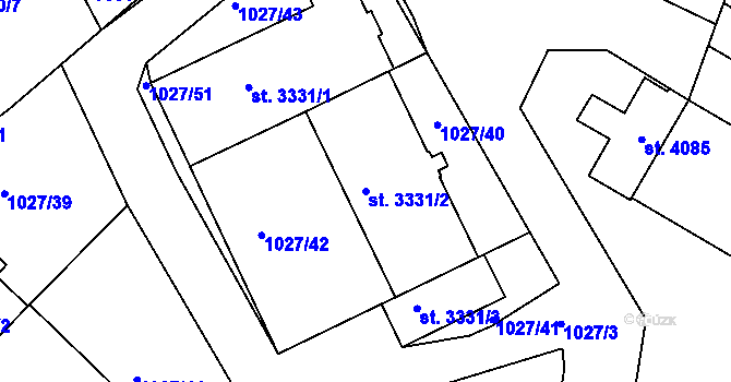 Parcela st. 3331/2 v KÚ Domažlice, Katastrální mapa