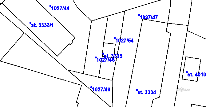 Parcela st. 3335 v KÚ Domažlice, Katastrální mapa