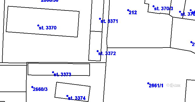 Parcela st. 3372 v KÚ Domažlice, Katastrální mapa