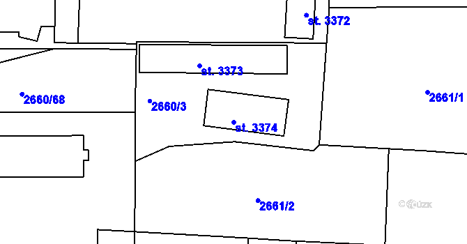 Parcela st. 3374 v KÚ Domažlice, Katastrální mapa