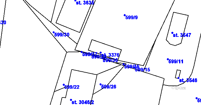 Parcela st. 3376 v KÚ Domažlice, Katastrální mapa