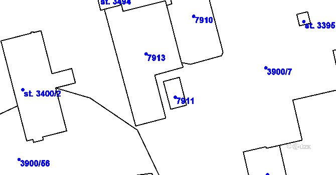 Parcela st. 3399 v KÚ Domažlice, Katastrální mapa