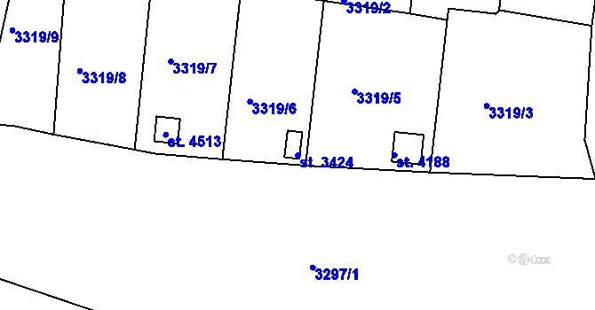 Parcela st. 3424 v KÚ Domažlice, Katastrální mapa